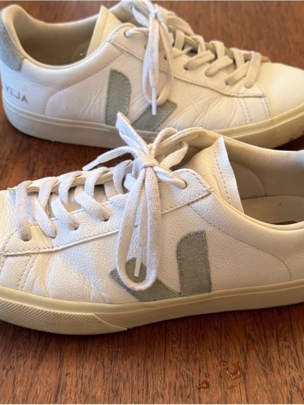 Veja White Sneakers with Light Gray V Logo